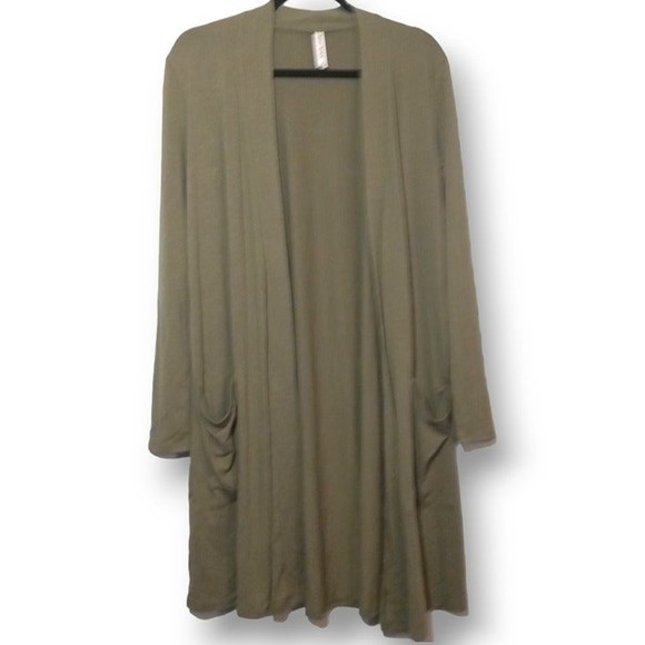 Zenana Sunday Morning Open Front Slouchy Cardigan-Pockets-Small-NWOT - Picture 2 of 5